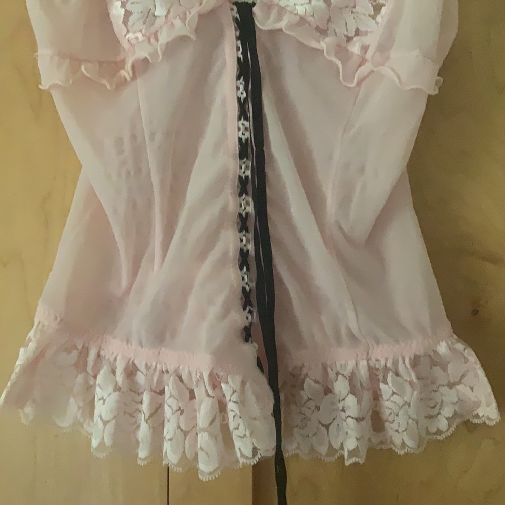 Jolie sexy lace lingerie pink corset top size M with matching panties - Picture 6 of 13